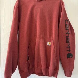 Carhartt Red Brick Hoodie with Black Sleeve Logo
